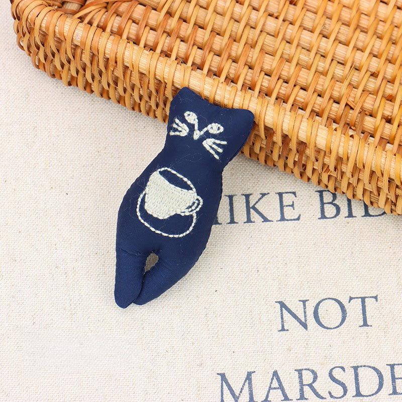 3 Colors Stylistic Cat Kitten Fabric Ornament Charm Brooch Pin Component