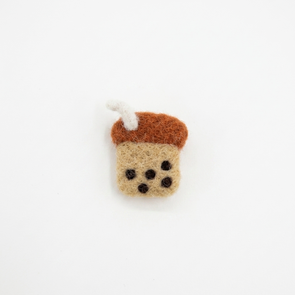 5pc, Bubble Tea Boba Wool Felt Dangle Ornament