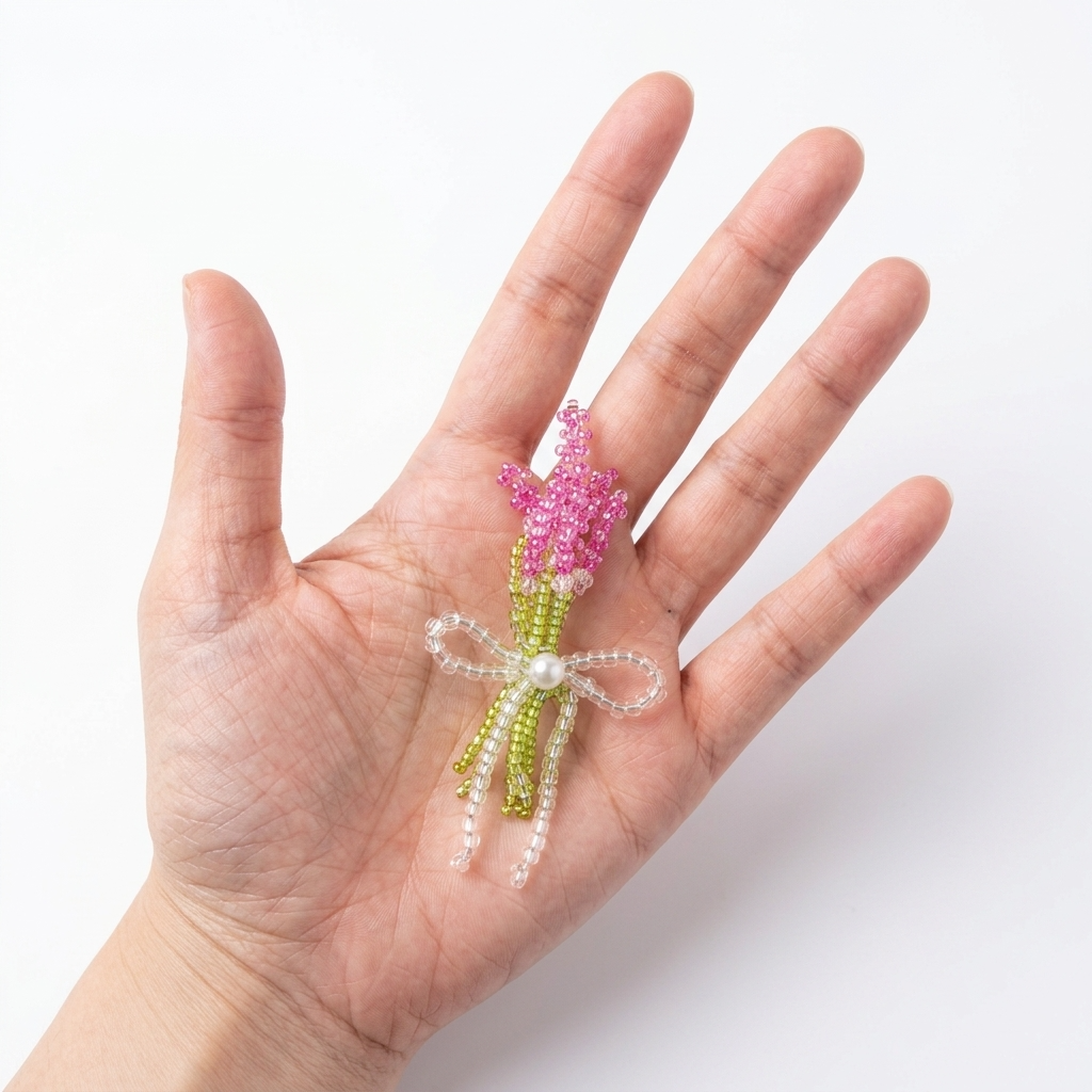 Purple Lavender Bow Tie Bouquet Handmade Mini Beaded Charm Component