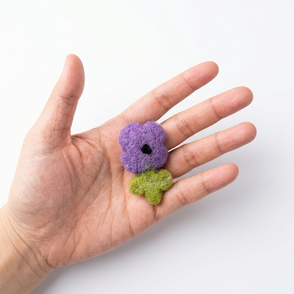 Purple Bloom Flower Wool Felt Ornament Component