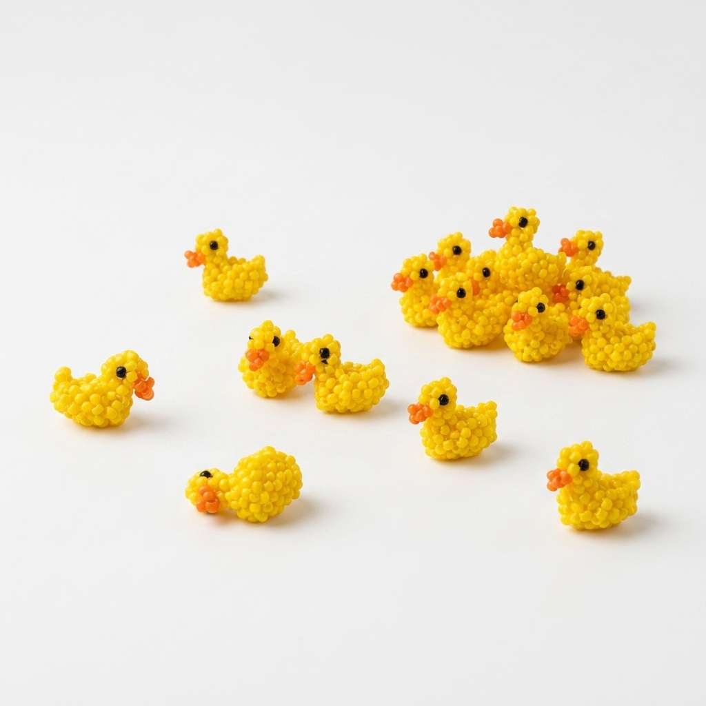 5pc, Handmade Yellow Duck Beaded Charm Ornament