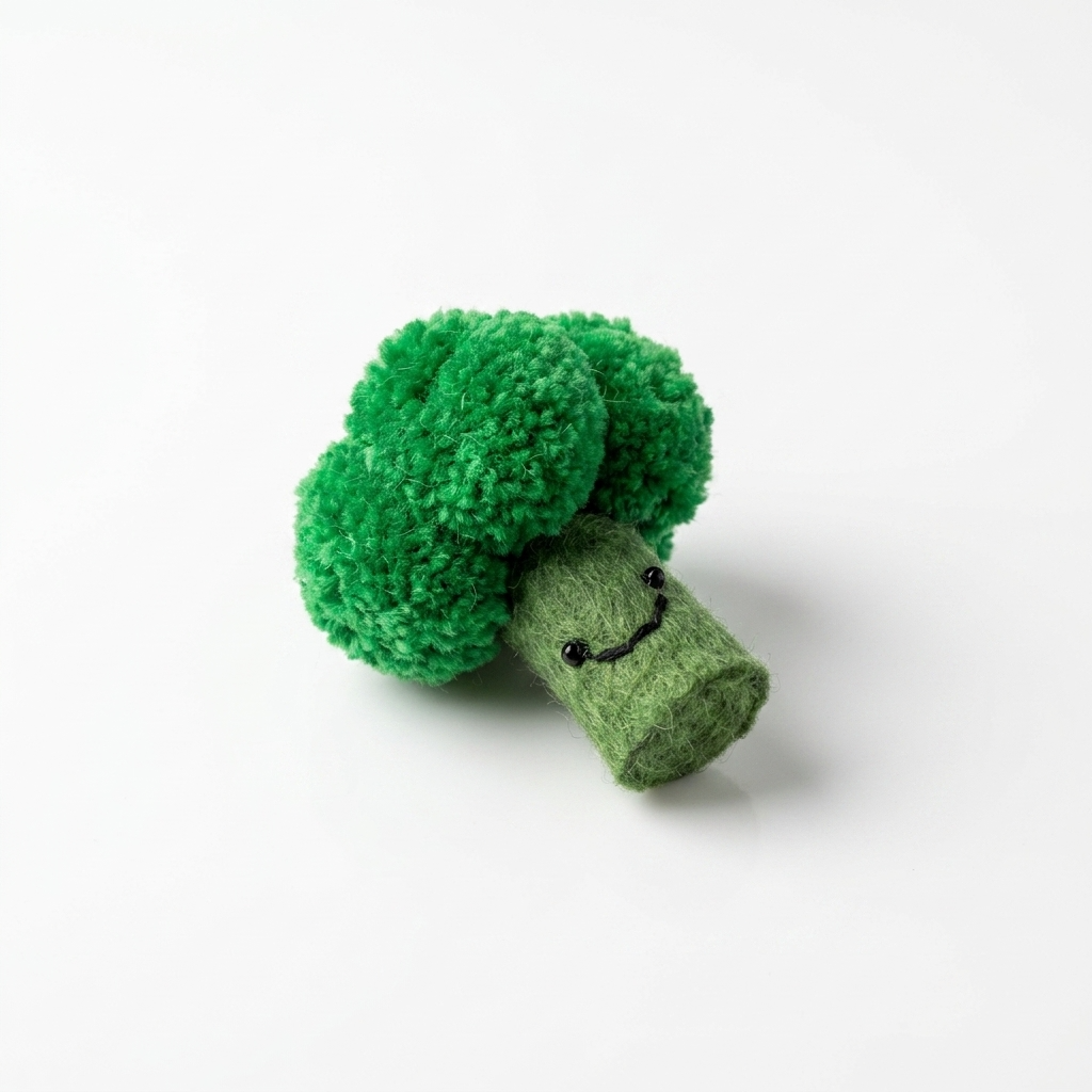 2pc, Green Broccoli Veggie Wool Felt Bag Charm Key Chain