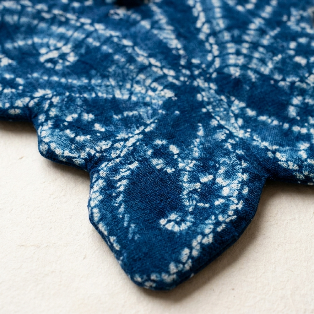 Indigo Blue Quilted Cotton Fabric Butterfly Crossbody Pouch Bag