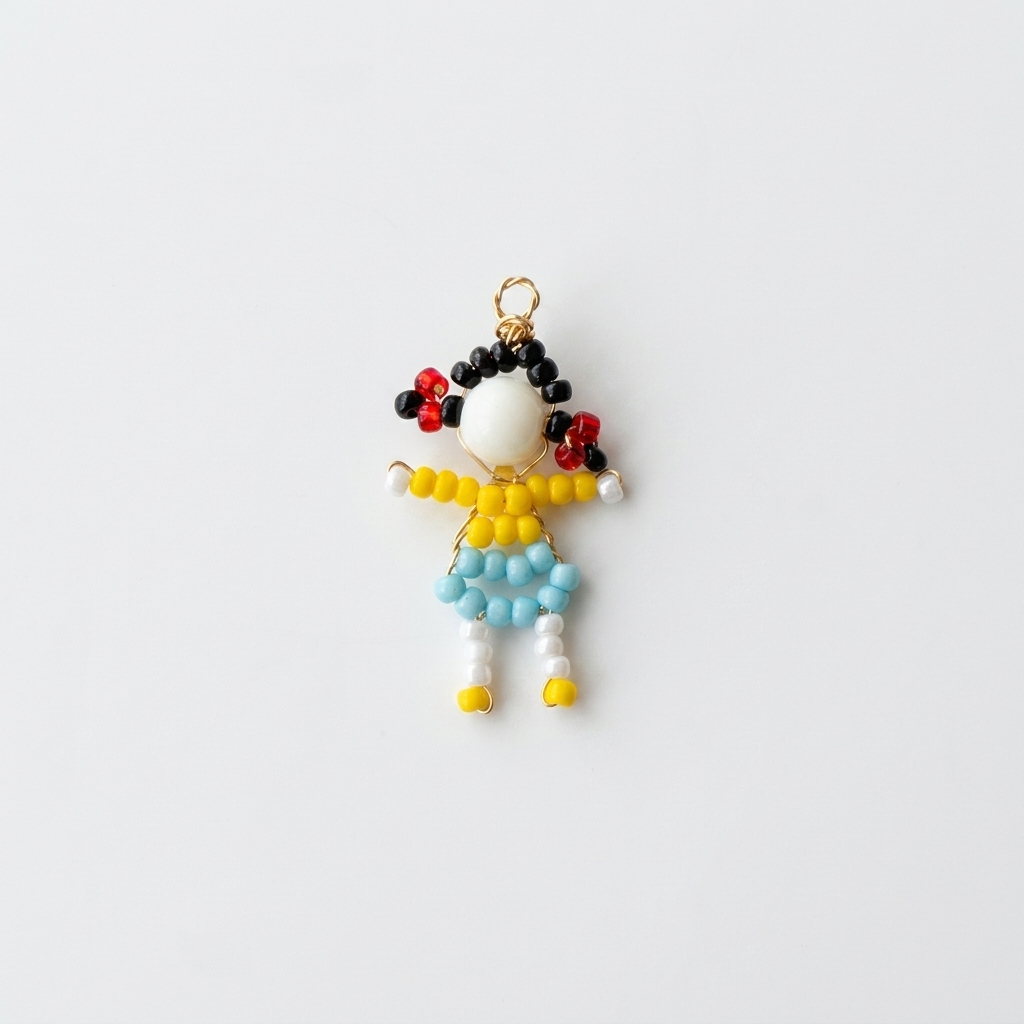 Sweetheart Girl Doll Handmade Beaded Miniature Charm Component
