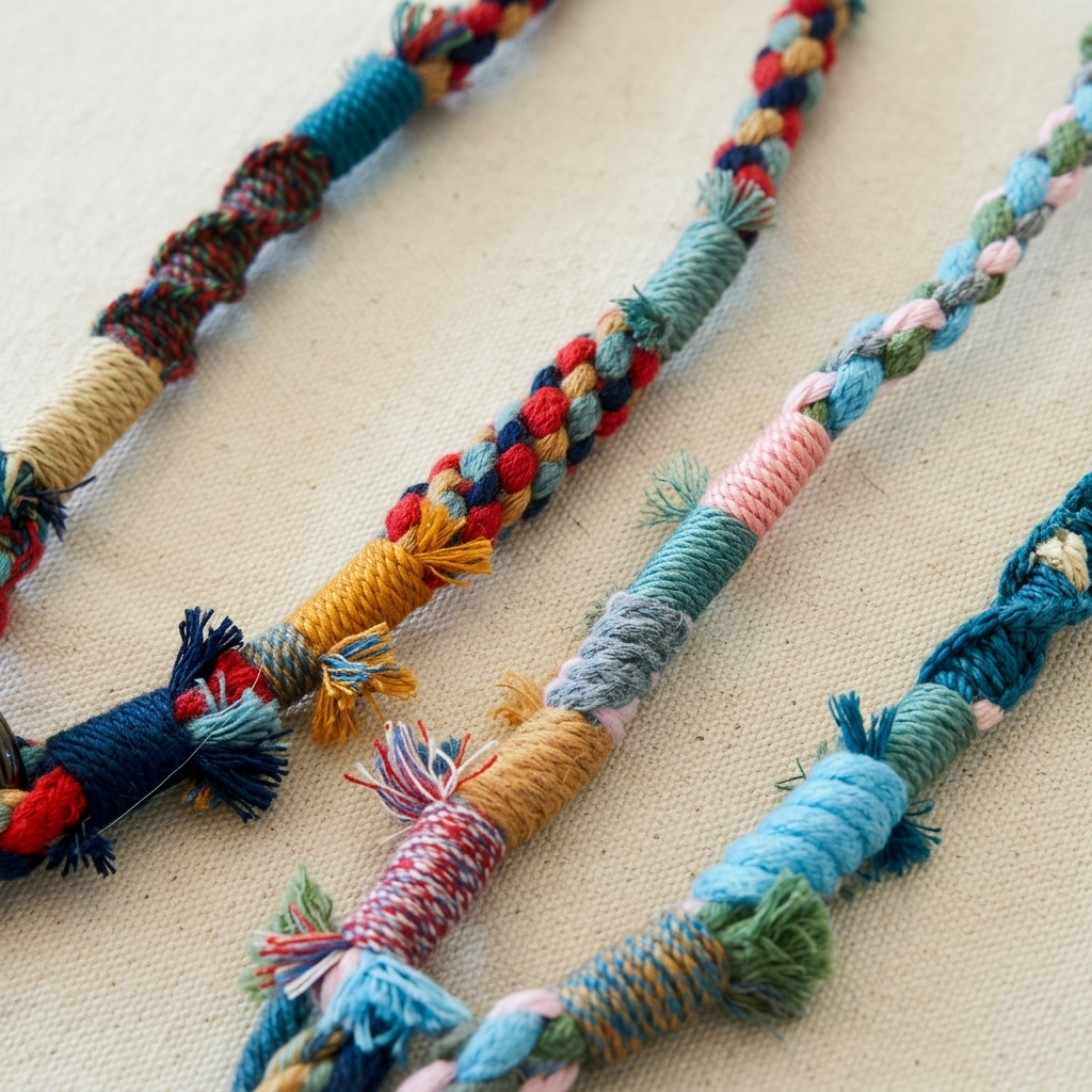 2 colors Handmade Colorful Braided Woven Cotton Fabric Phone Chain Strap