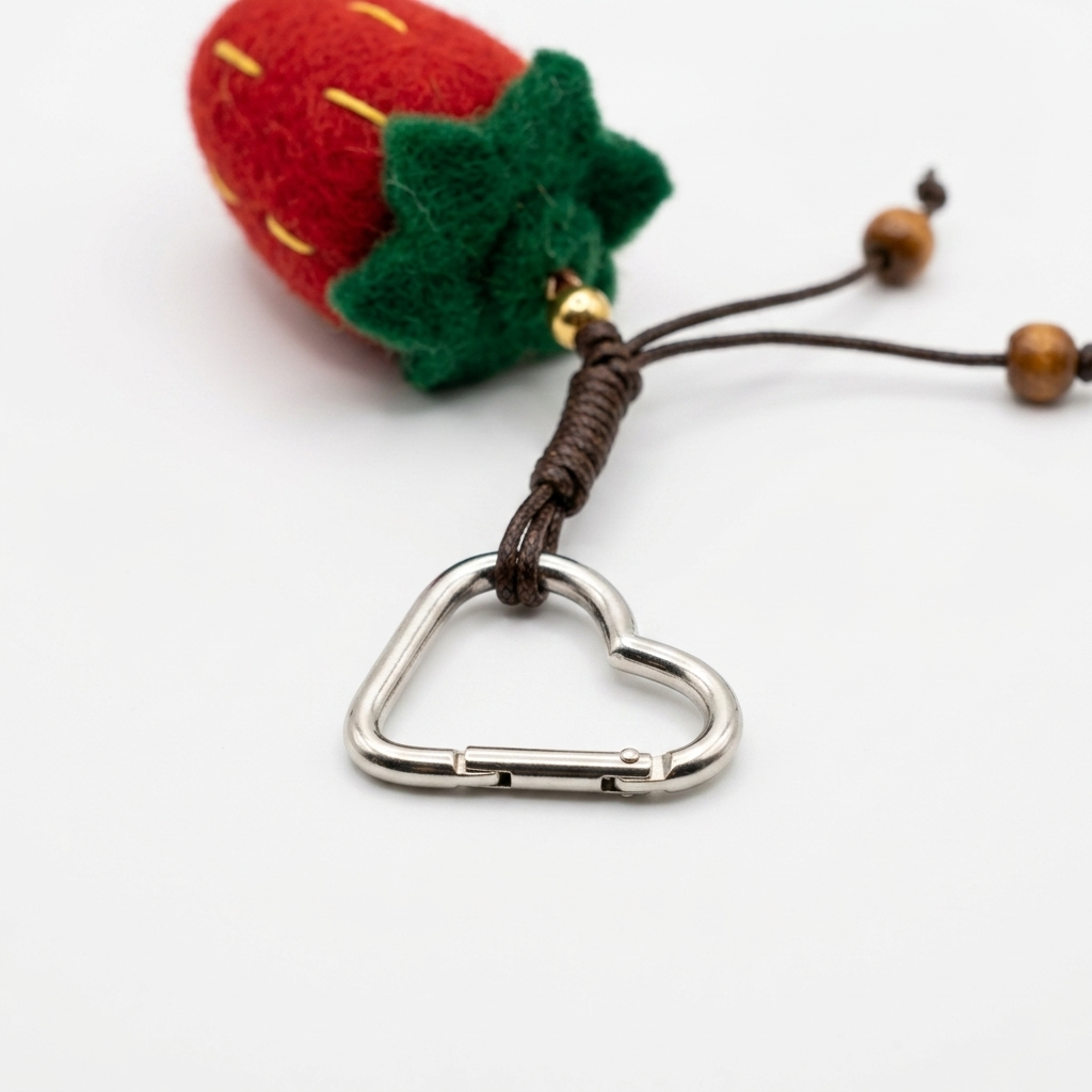 2pc, Red Strawberry Fruit Wool Felt Bag Charm Key Chain