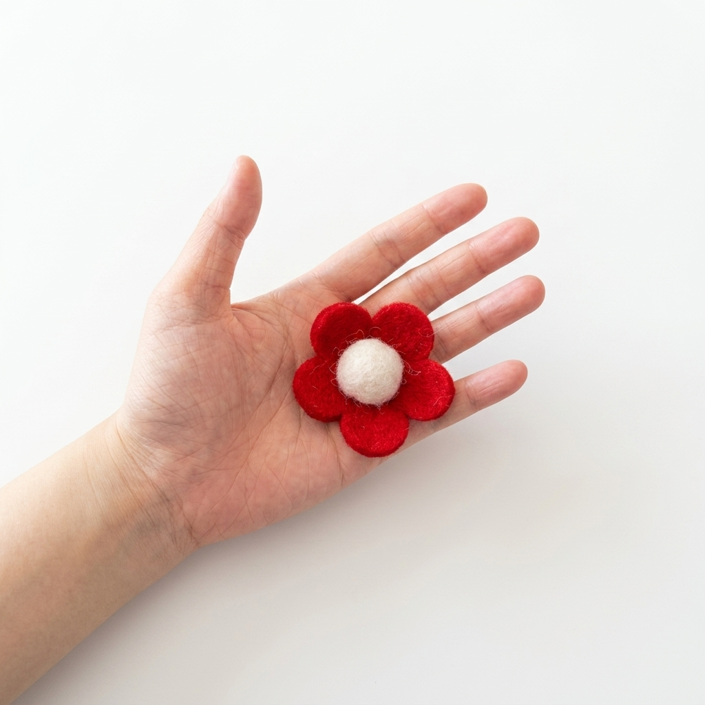 Red Blue Classic Daisy Flower Wool Felt Charm Component