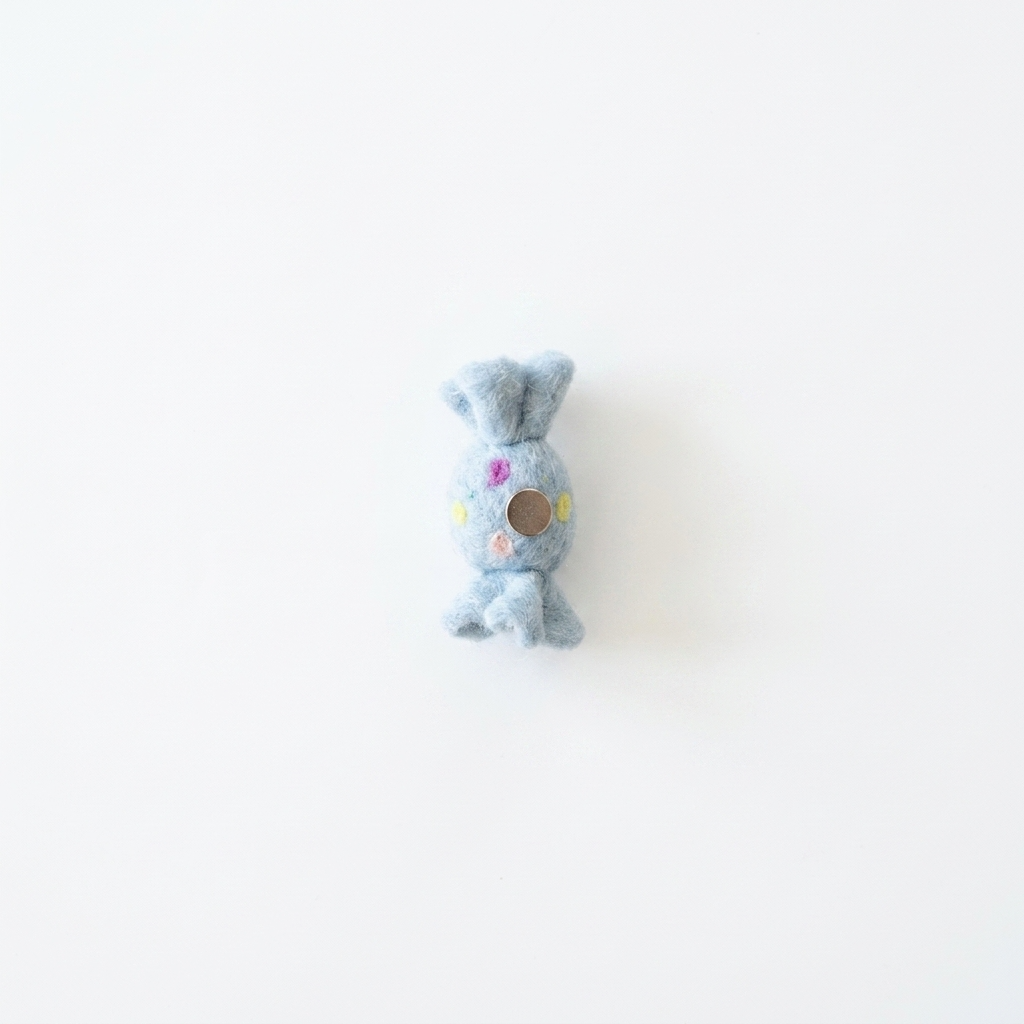 Blue Polka Dot Bonbon Candy Wool Felt Charm Component & Magnet
