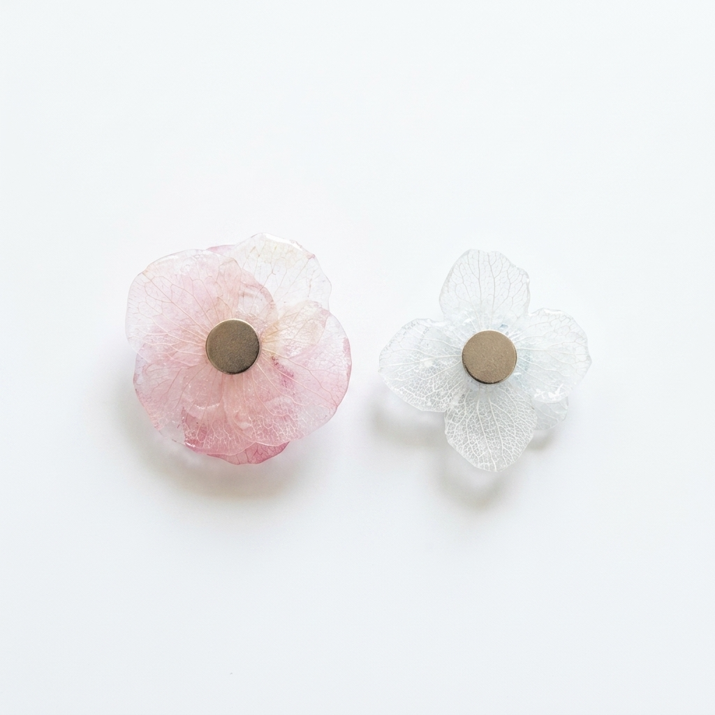 Pink Blue Real Hydrangea Flower Resin Pendant Charm Component & Magnet