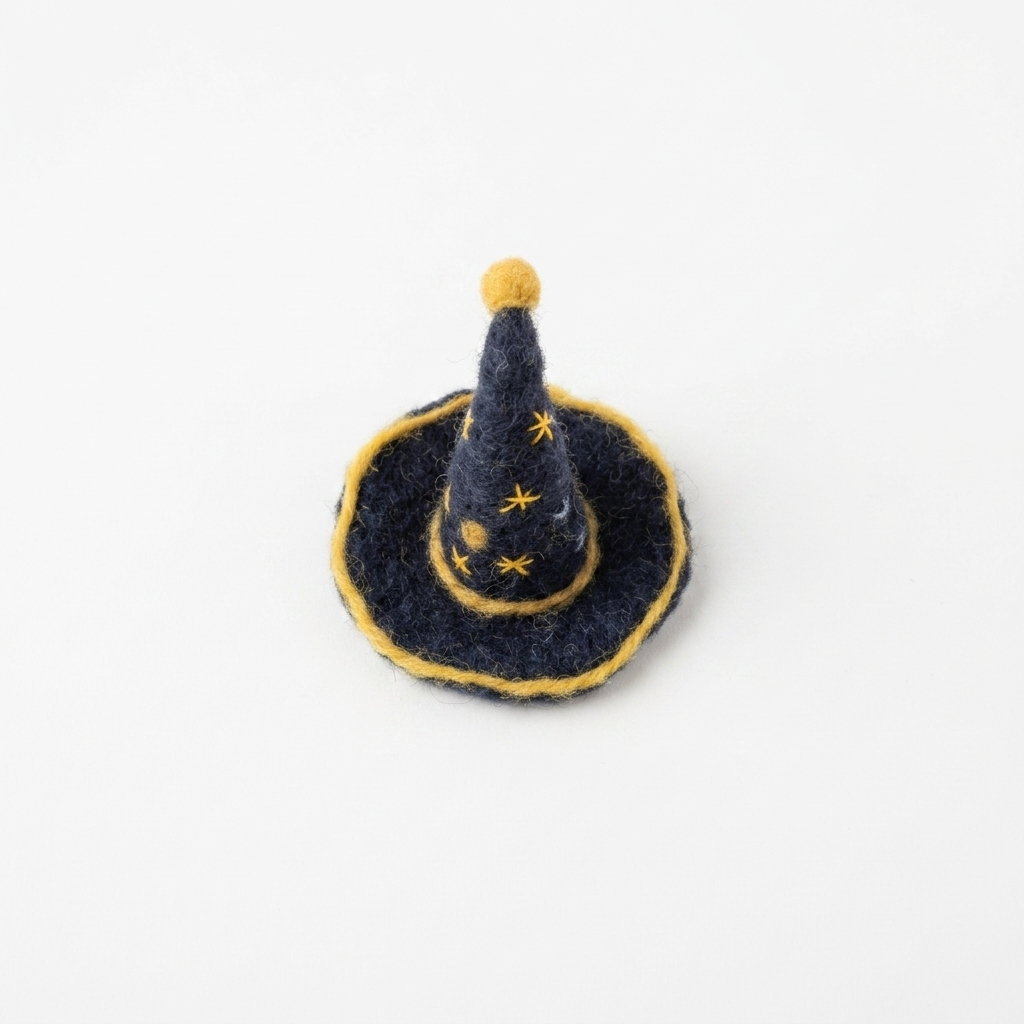 5pc, Enchanted Magic Wizard Hat Wool Felt Ornament