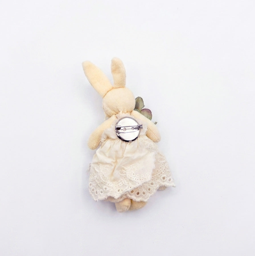 Flower Dress Bunny Fabric Sewn Ornament Charm Brooch Pin Component