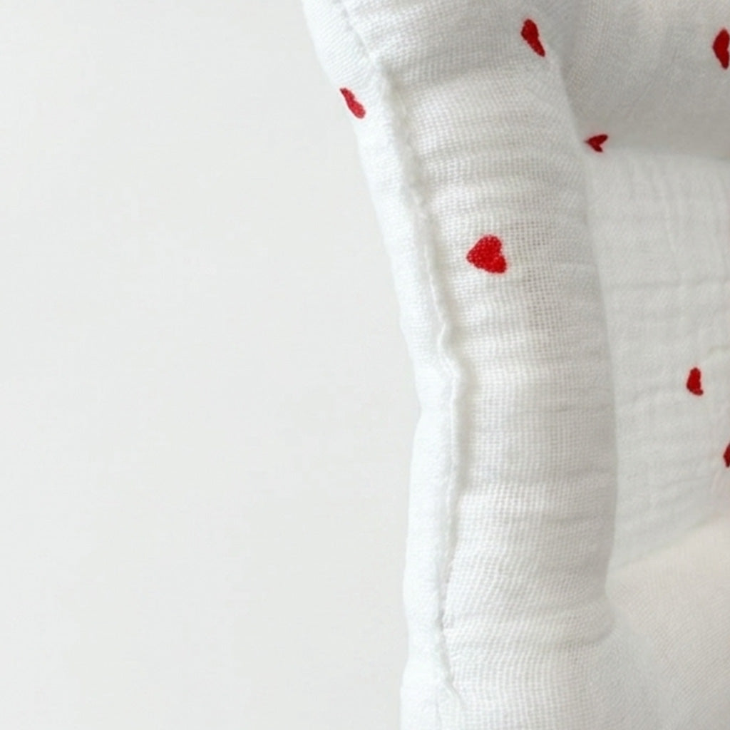 Little Red Sweet Heart Cream White Cotton Placemats Coasters