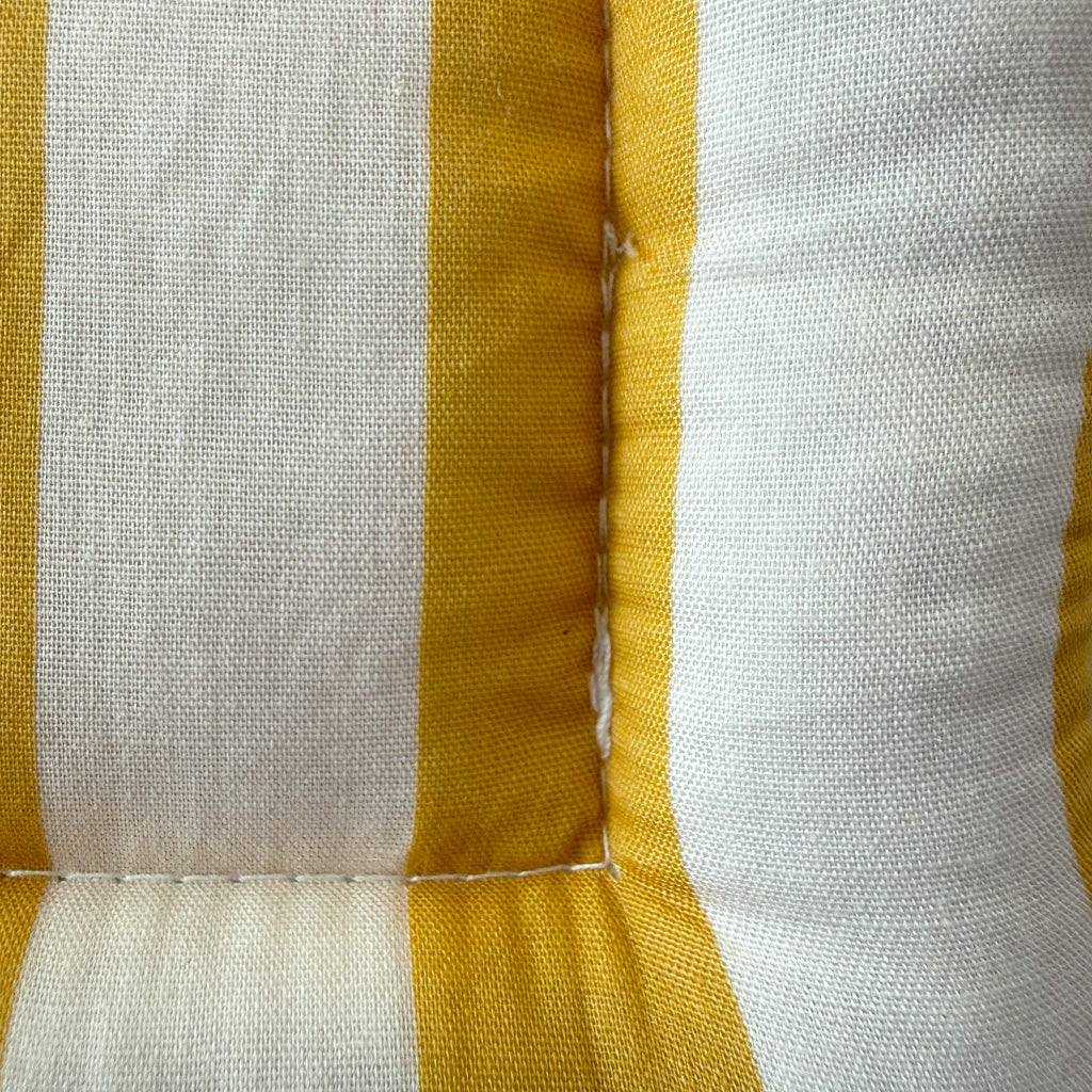 Citron Yellow and Cream Beige Striped Placemat & Coaster