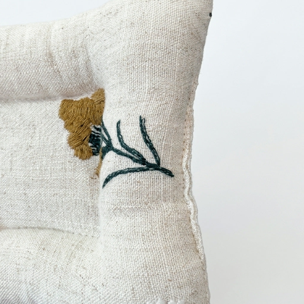 Botanical Flower Embroidered Cotton Placemats Coasters Pouch