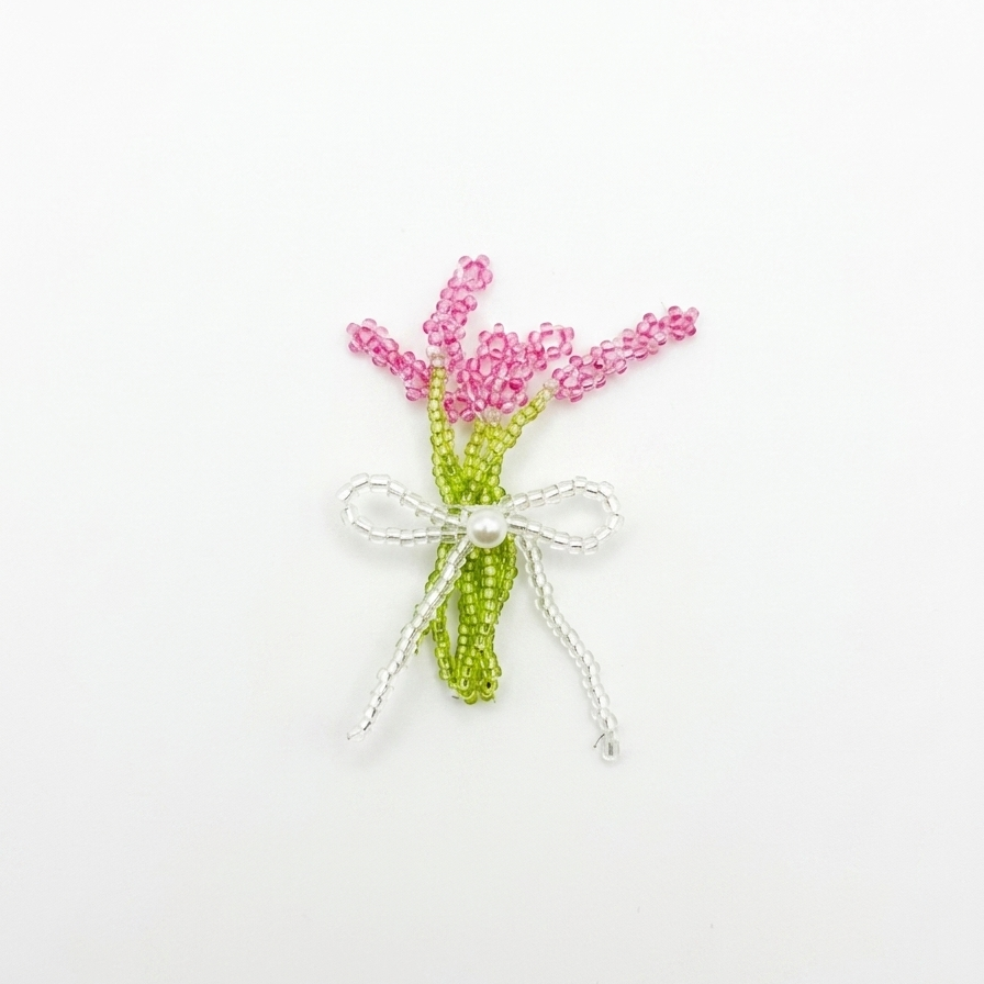 Purple Lavender Bow Tie Bouquet Handmade Mini Beaded Charm Component