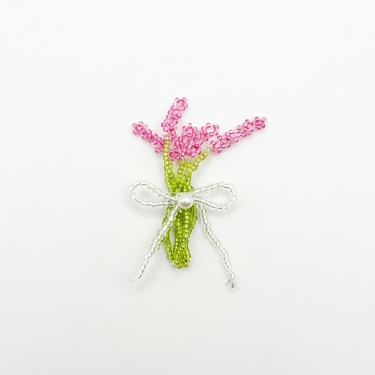 Purple Lavender Bow Tie Bouquet Handmade Mini Beaded Charm Component
