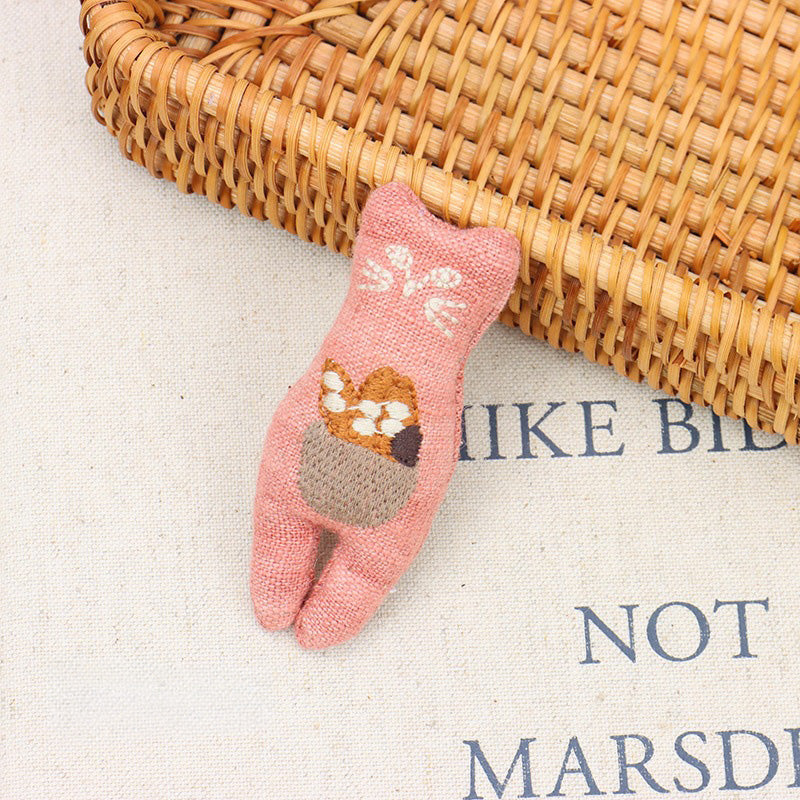 5pc, 3 Colors Stylistic Cat Kitten Fabric Ornament Charm Component