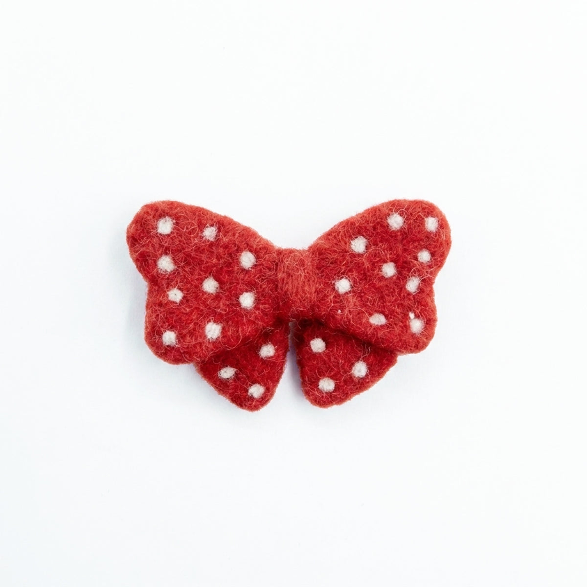 Polka Dot Red Bow Wool Felt Applique Charm Component & Magnet