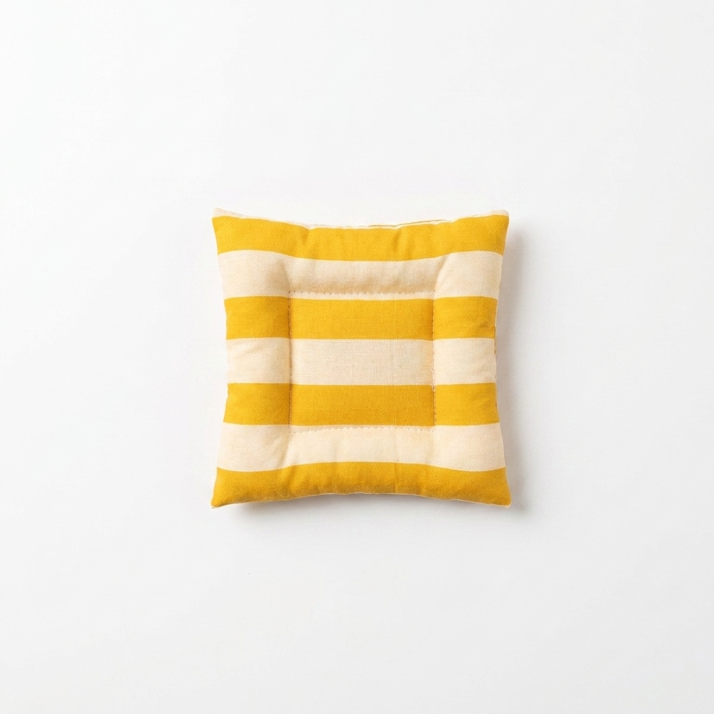 2pc, Citron Yellow and Cream Beige Striped Placemat & Coaster