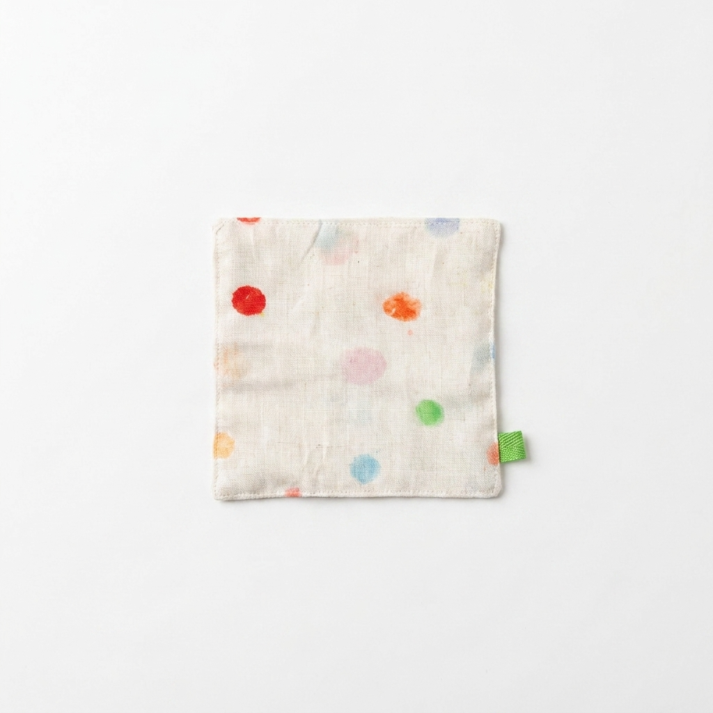 2pc, Pastel Watercolor Colorful Polka Dot Beige Cotton Placemats Coasters