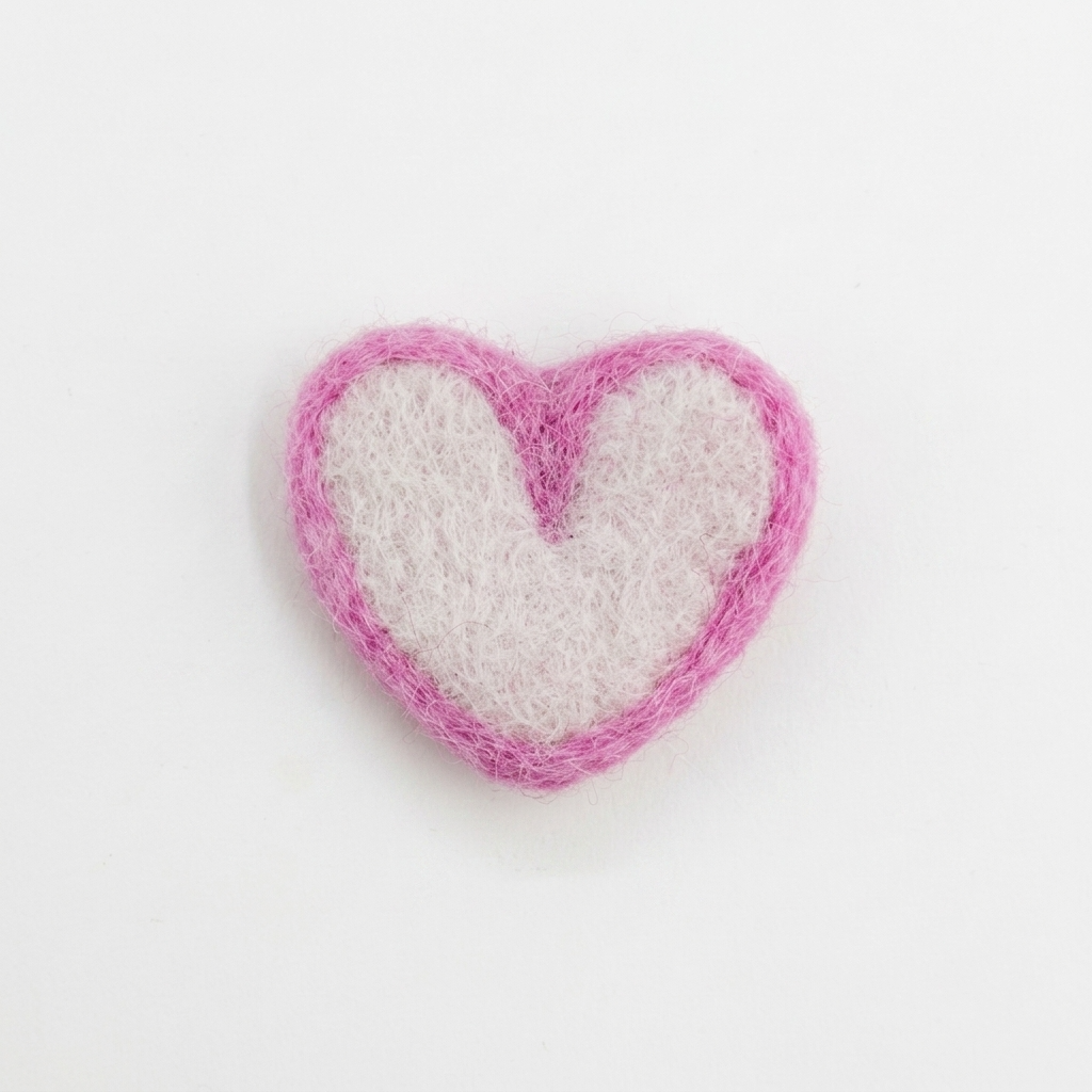 5pc, 2 Tone Pink White Heart wool Felt Ornament