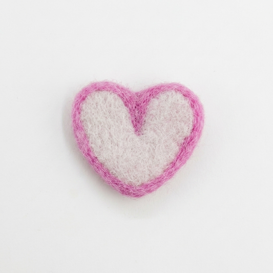 5pc, 2 Tone Pink White Heart wool Felt Ornament