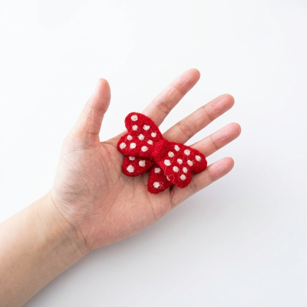 Polka Dot Red Bow Wool Felt Applique Charm Component & Magnet