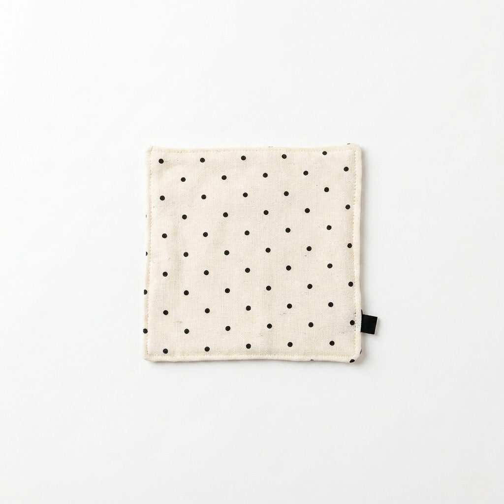 2pc, Timeless Black Polka Dot White Cotton Placemats Coasters