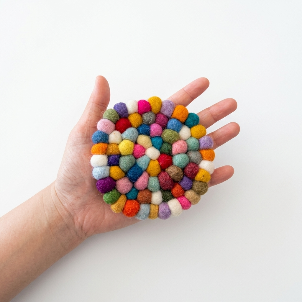 Multi-color Wool Felt Ball Coaster Cup Mat