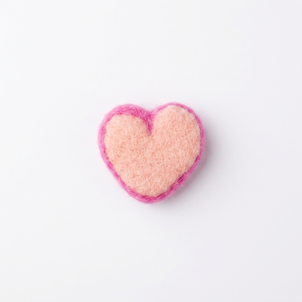 2 Tone Pink Heart wool Felt Charm Component