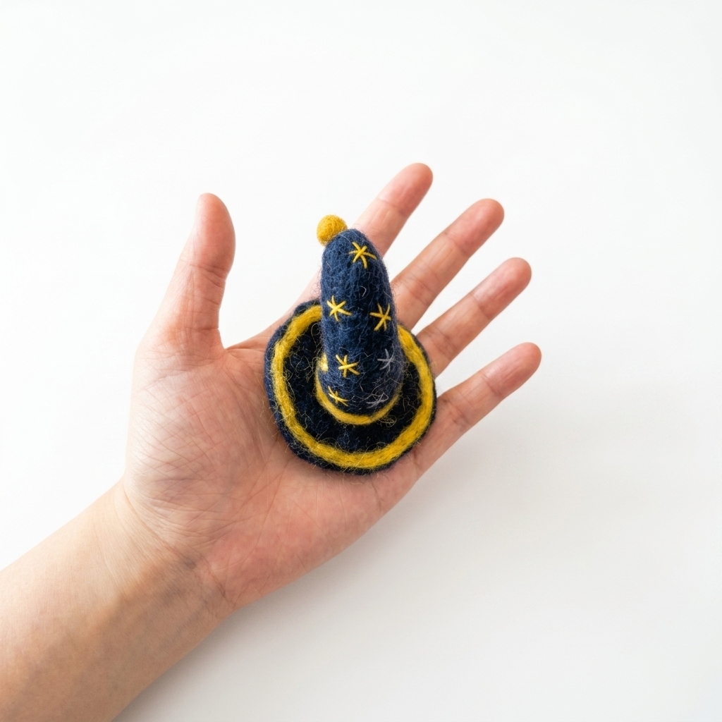 Dark Blue Enchanted Magic Wizard Hat Wool Felt Charm Component