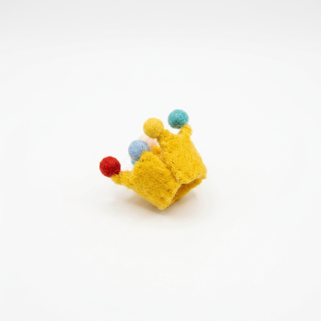 Flat & 3D Jeweled Golden Crown Felt Charm Component