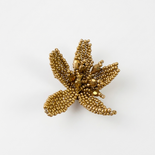5pc, Handmade Bronze Blooming Flower Beaded Charm Ornament
