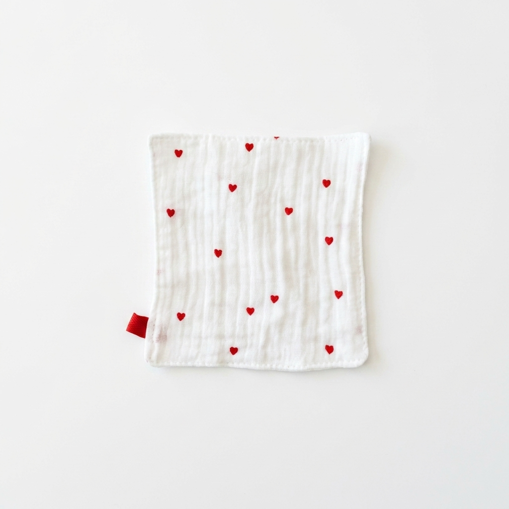 Little Red Sweet Heart Cream White Cotton Placemats Coasters