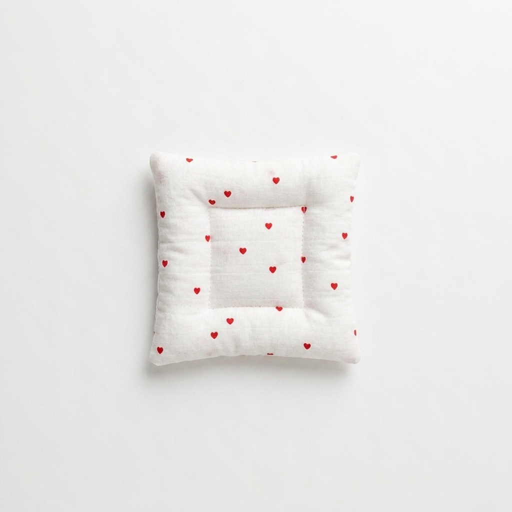 2pc, Little Red Sweet Heart White Cotton Placemats Coasters