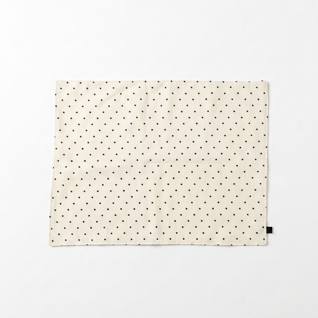 2pc, Timeless Black Polka Dot White Cotton Placemats Coasters