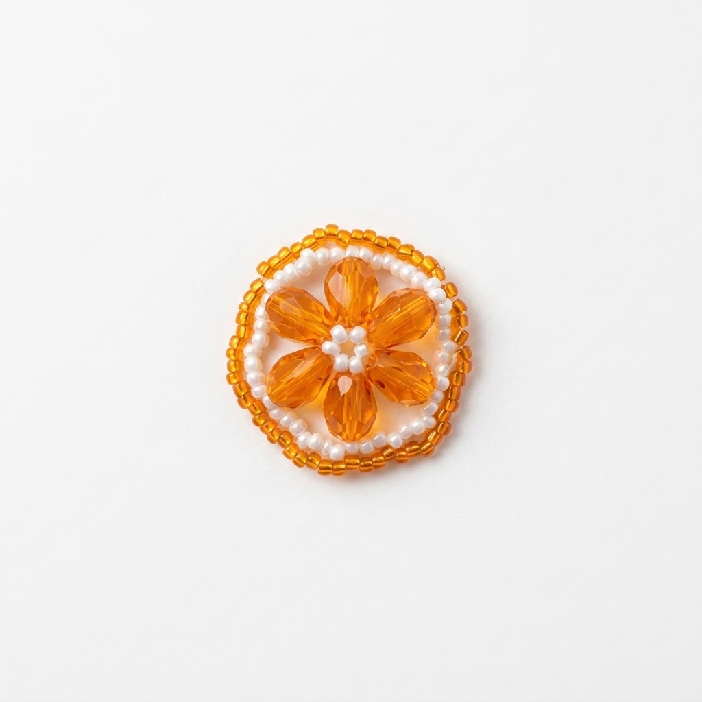 5pc, Handmade Mini Citrus Orange Slice Beaded Charm Ornament