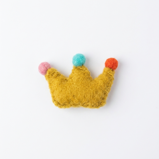 5pc, 2 Sizes Jeweled Golden Crown Felt Charm Ornament