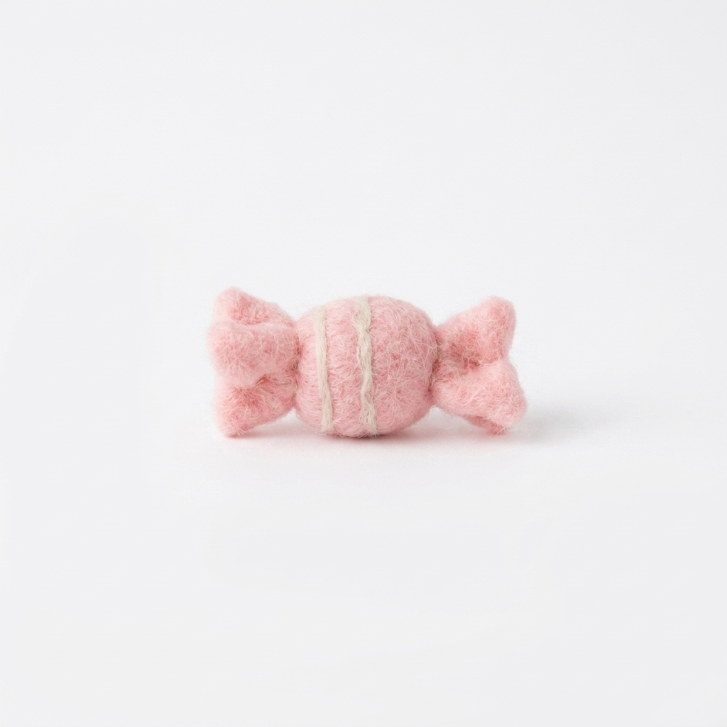 Peach Pink Striped Taffy Candy Wool Felt Charm Component
