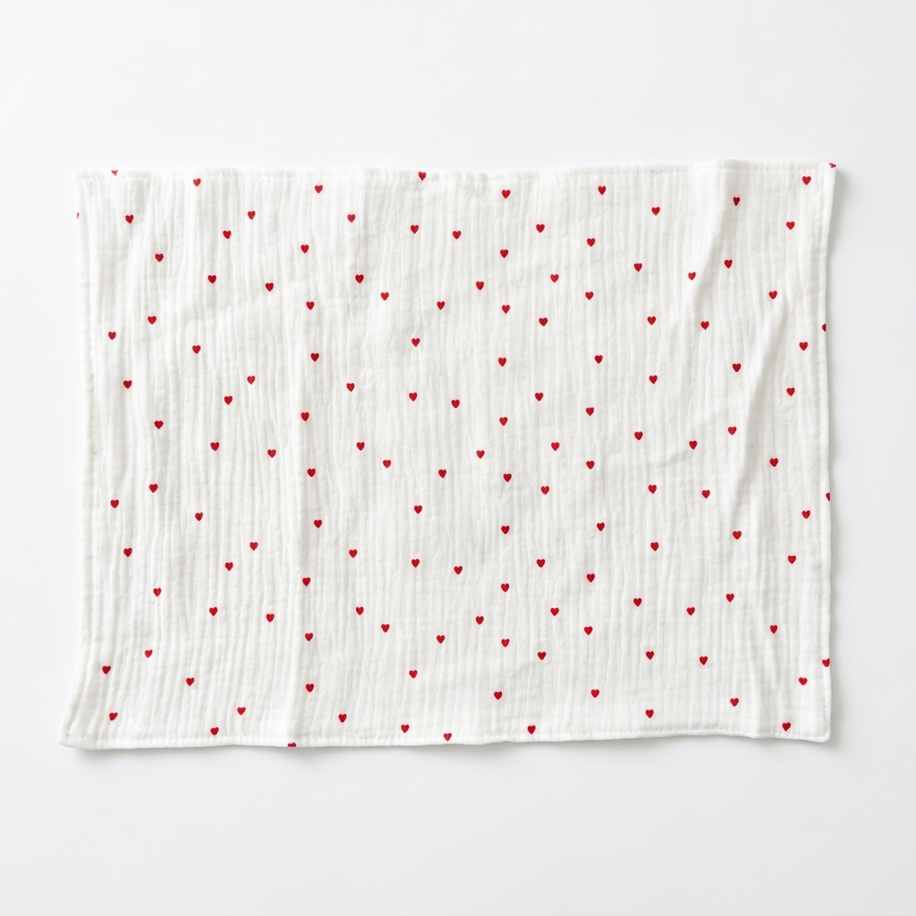 Little Red Sweet Heart Cream White Cotton Placemats Coasters