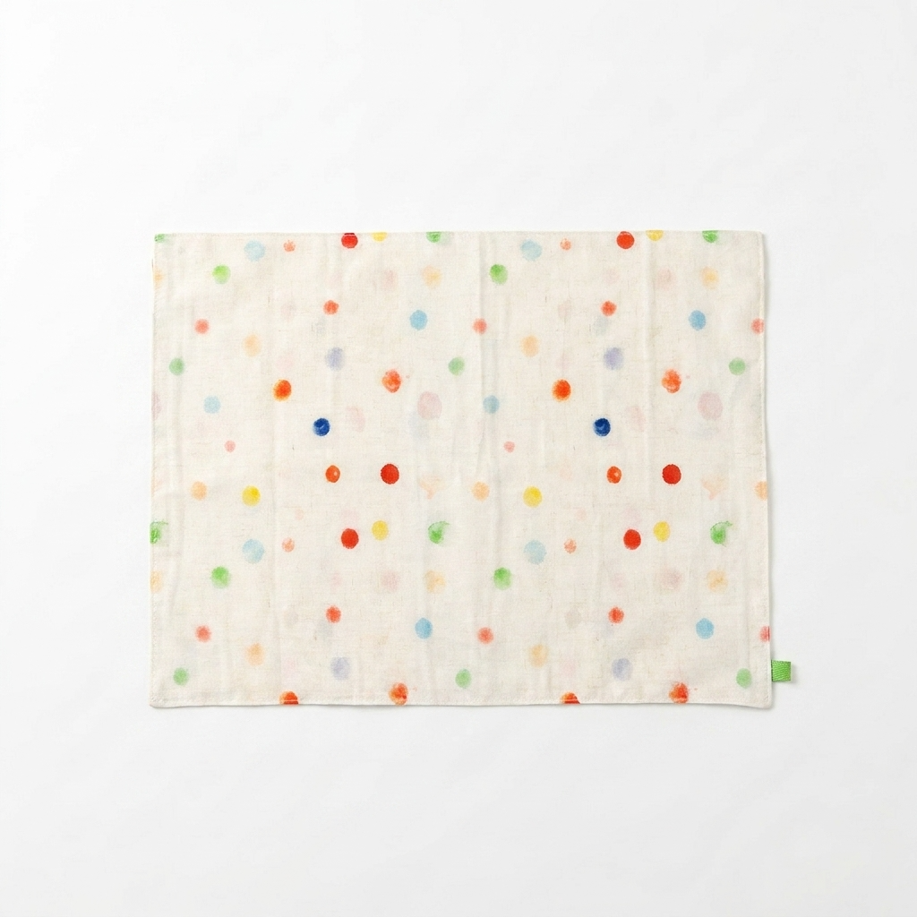 2pc, Pastel Watercolor Colorful Polka Dot Beige Cotton Placemats Coasters
