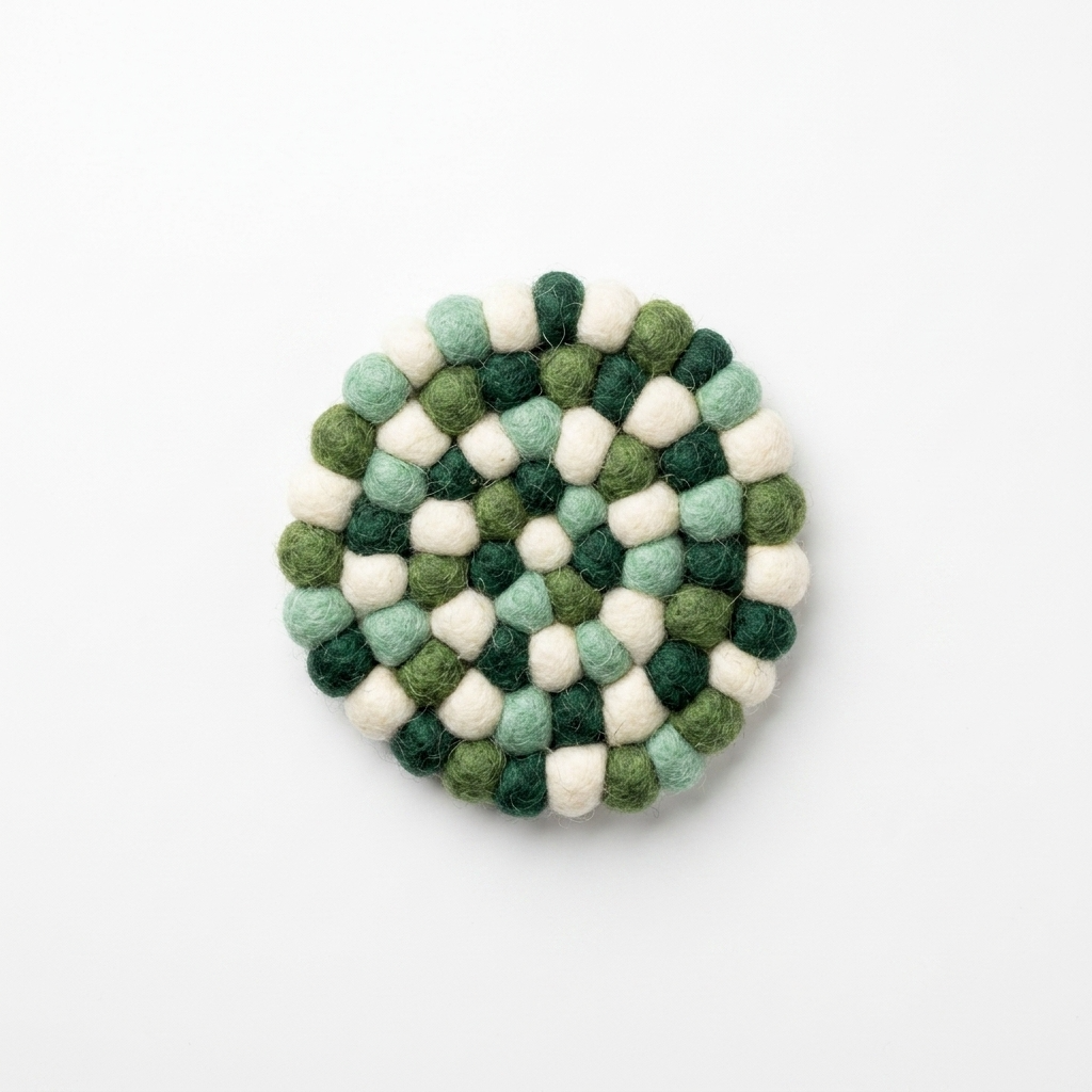 2pc, Multi-color Wool Felt Ball Coaster Cup Mat