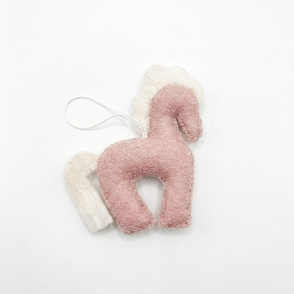 Pastel Pink Sparkle Pony Wool Felt Dangle Charm Component