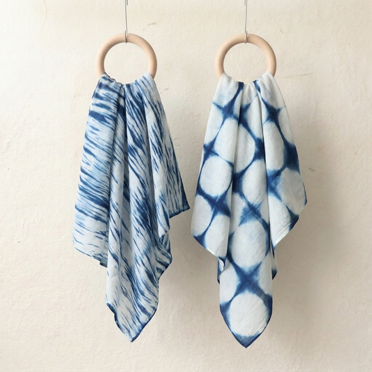 1pc, Square Abstract Pattern Tie Dye Cotton Fabric Scarf