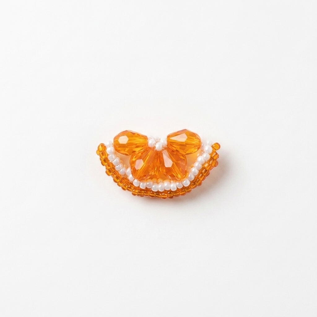 5pc, Handmade Mini Citrus Orange Slice Beaded Charm Ornament