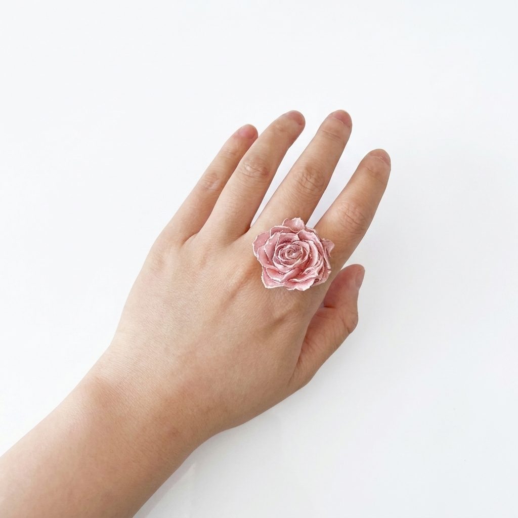 Premium Pink Real Rose Bloom Flower Resin Pendant Charm Component