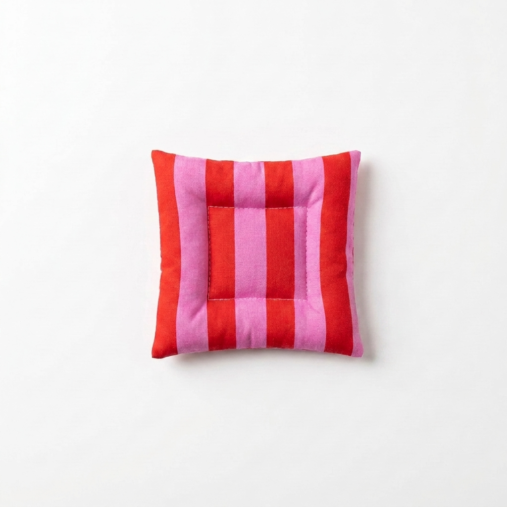 2pc, Dragonfruit Pink and Crimson Red Striped Mats & Coasters