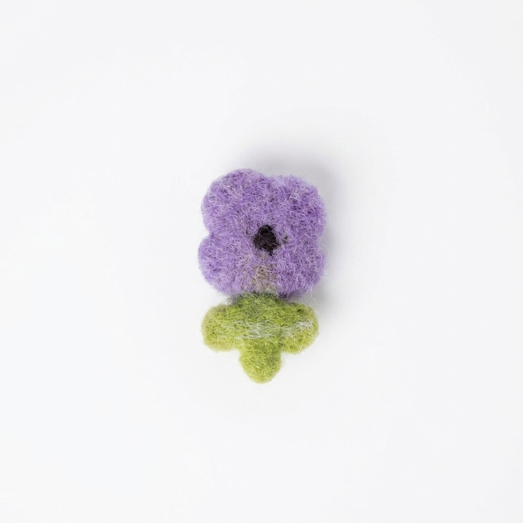 Purple Bloom Flower Wool Felt Ornament Component