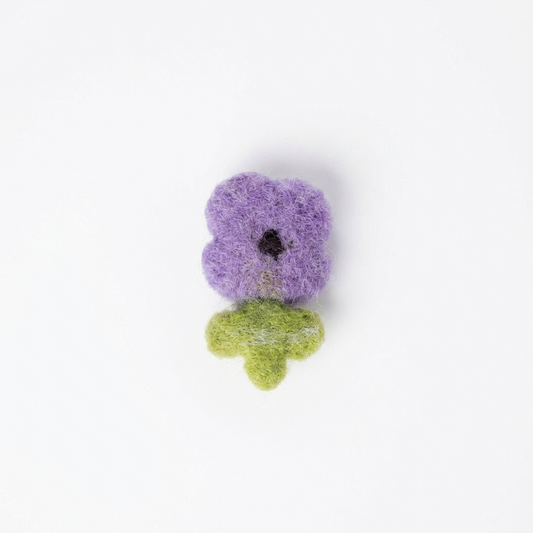 Purple Bloom Flower Wool Felt Ornament Component