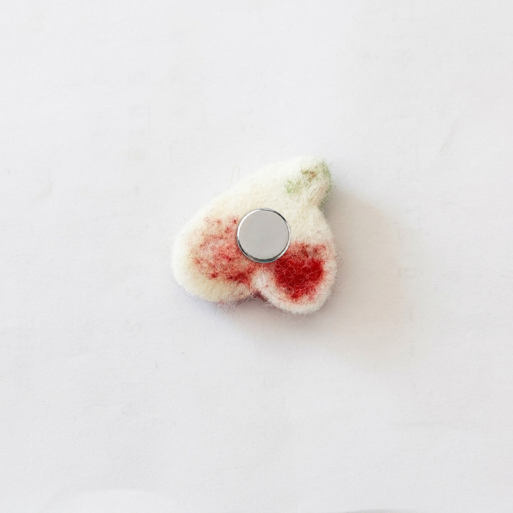 Beaded Sparkle Red Cherry Wool Felt Charm Component & Magnet